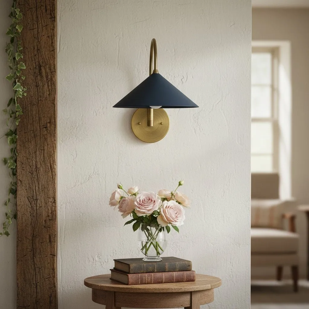 Curva Metal Vintage Wall Sconce  - Elegant Cone Shade for Bedrooms KL1511