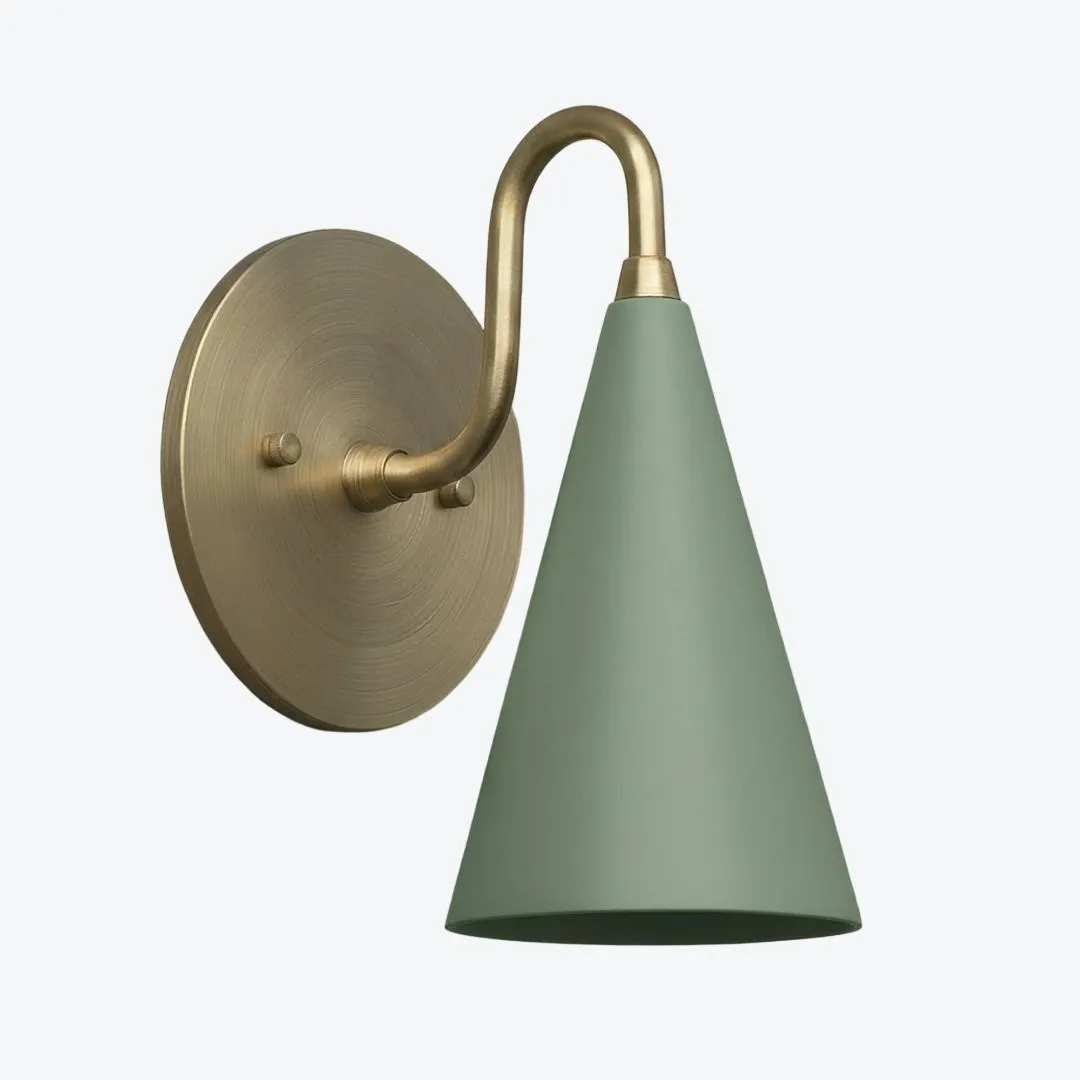 Curva Metal Cone Shade Sconce - Vintage Brass Wall Light for Entryway or Stairwell KL1720