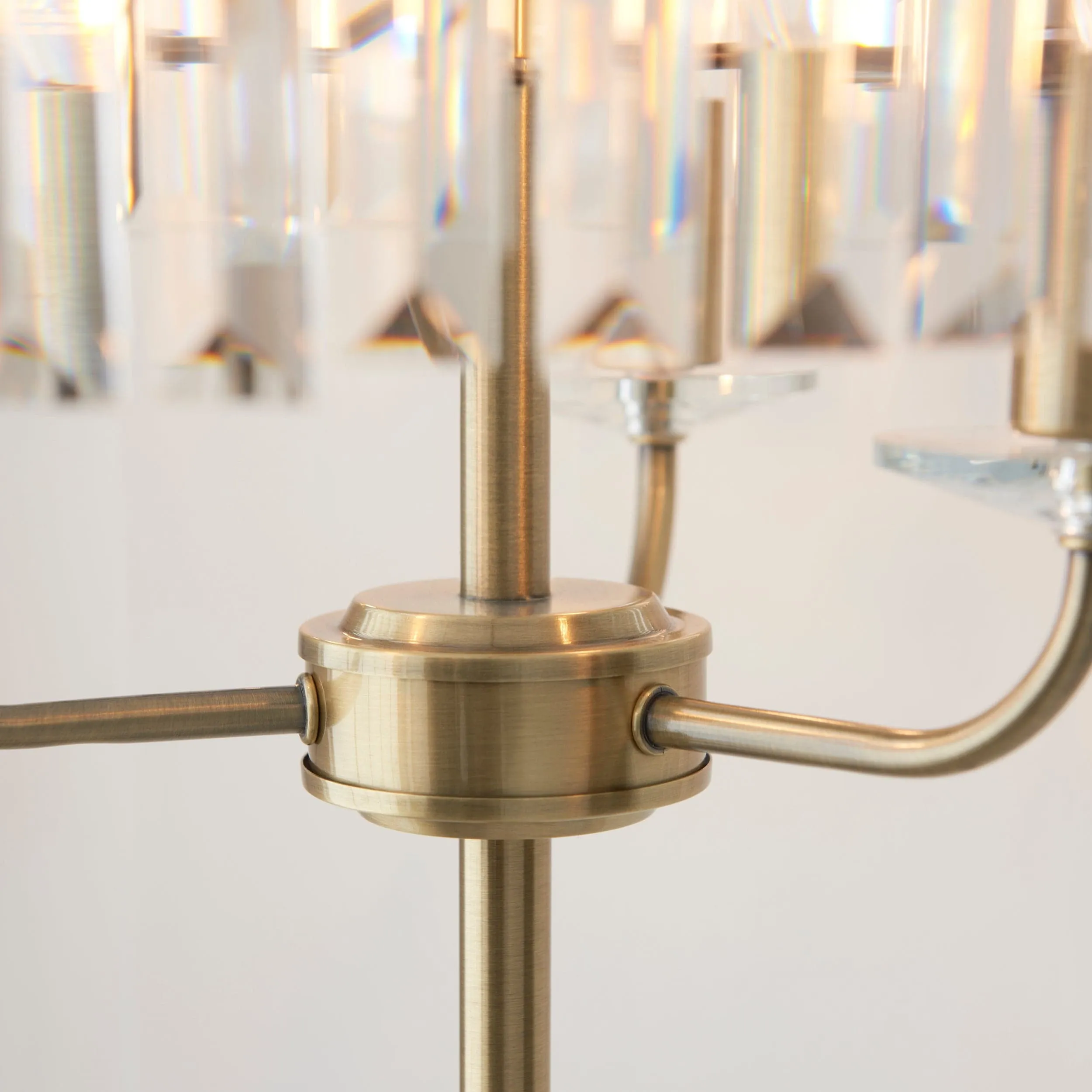 Beveline 3 Light Round Floor Lamp - Faceted Cut Glass Shades Classic Metal Finish For Living Rooms KL1828