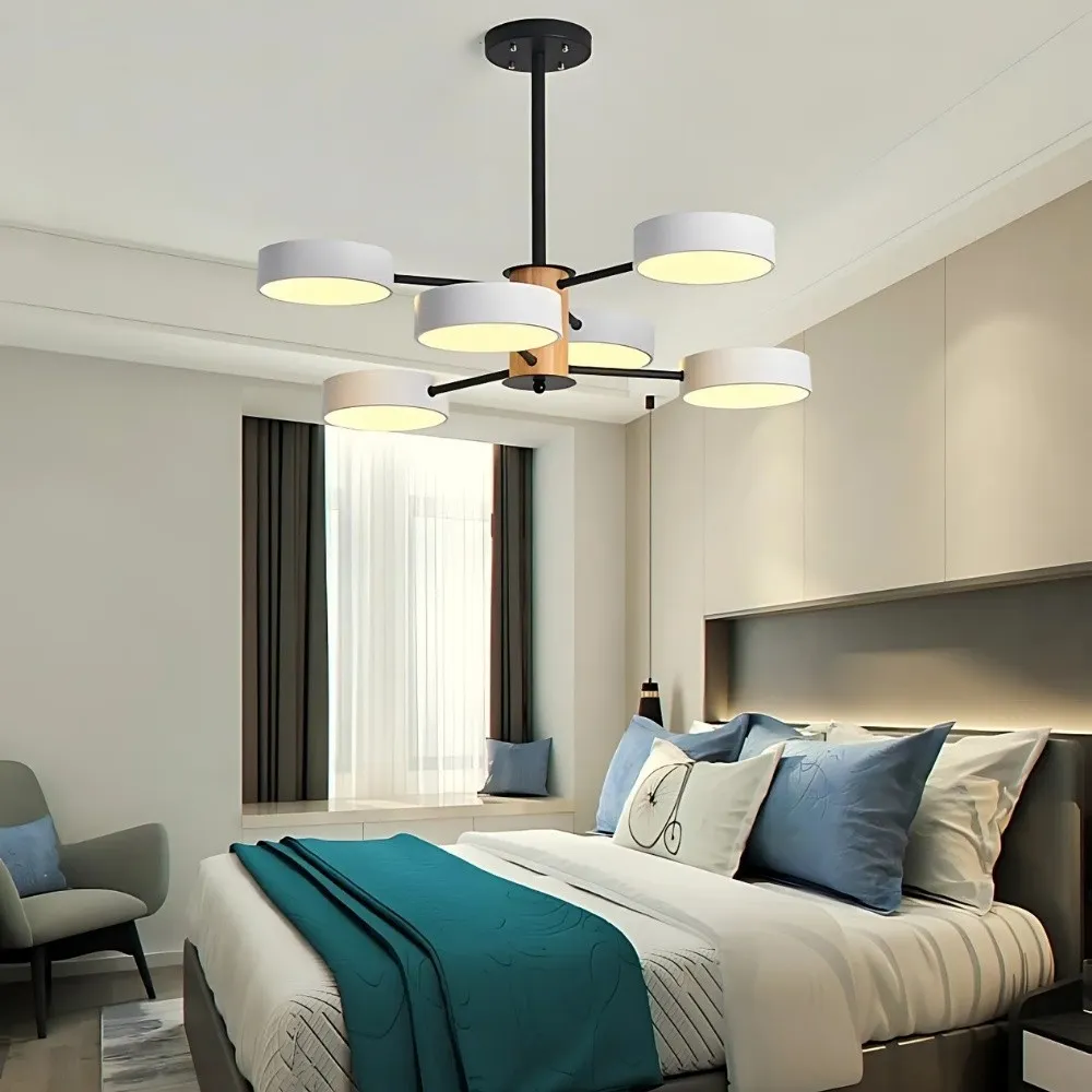 Scandinavian Branched Round Wood Chandelier KL886
