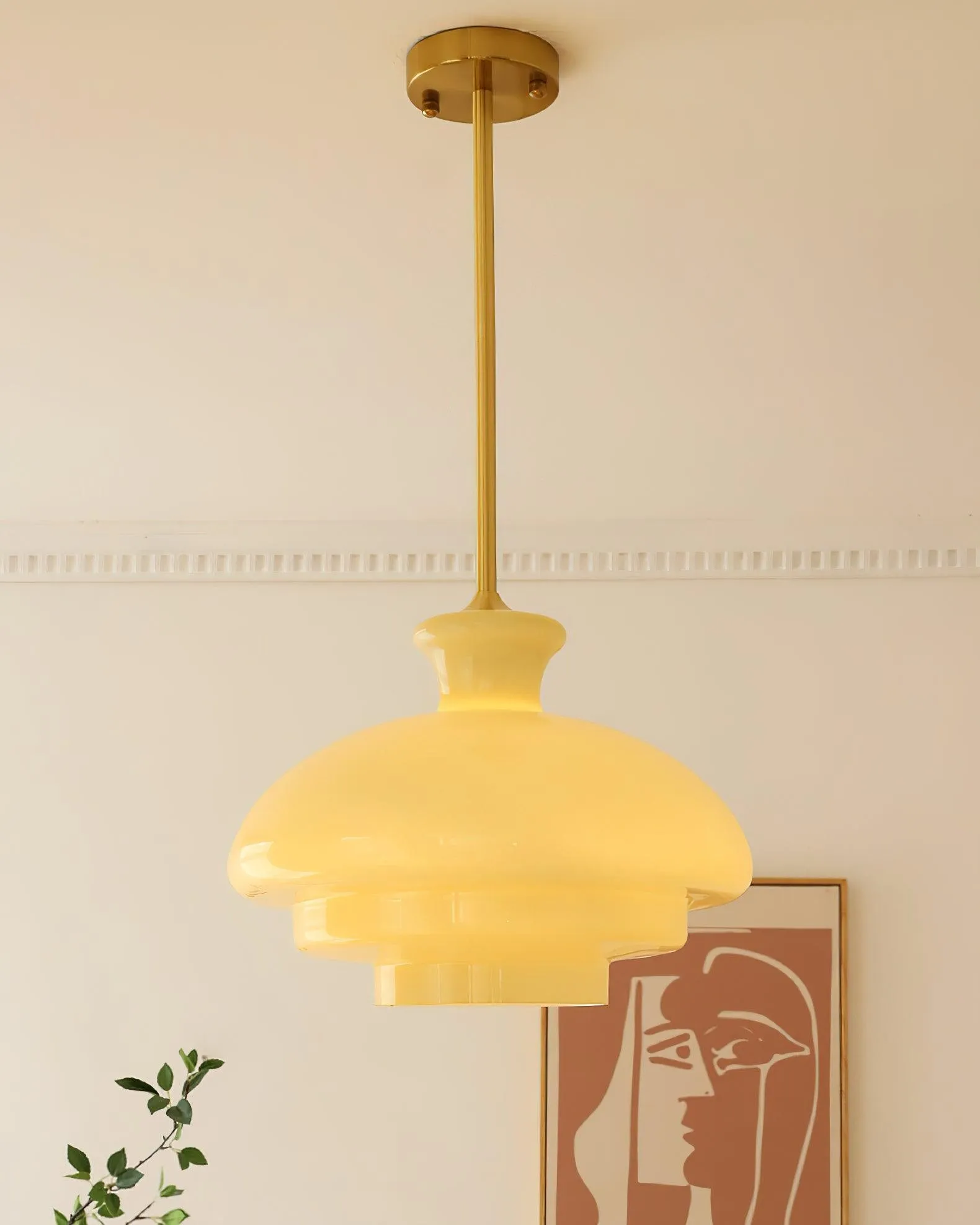 Round Yellow Stylish Simple Glass Pendant Lamp KL558