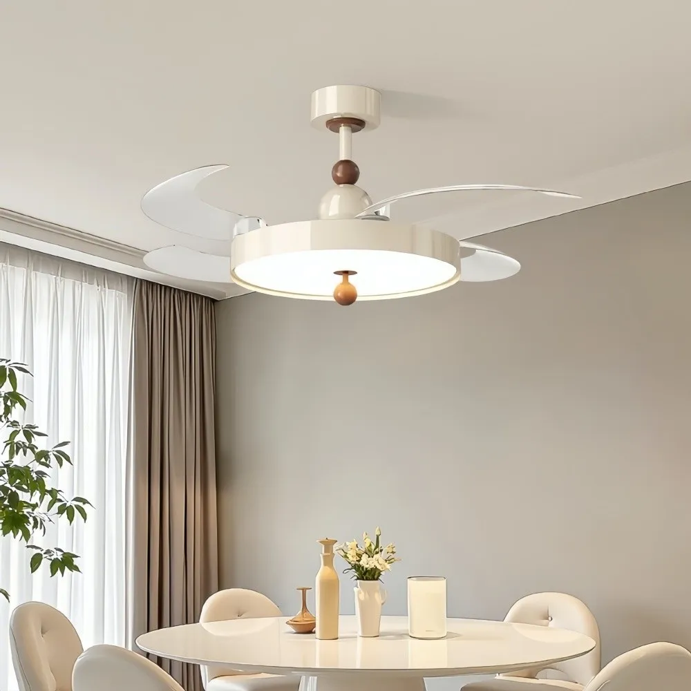 Modern Cream Retractable Blade Ceiling Fan Light KL945