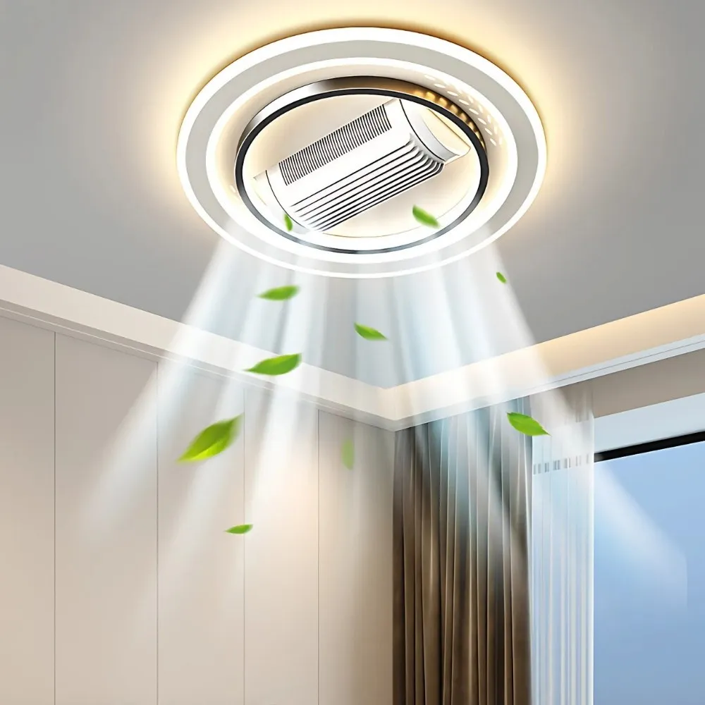 Modern Quiet Flush Mount Bladeless Ceiling Fan Light KL939
