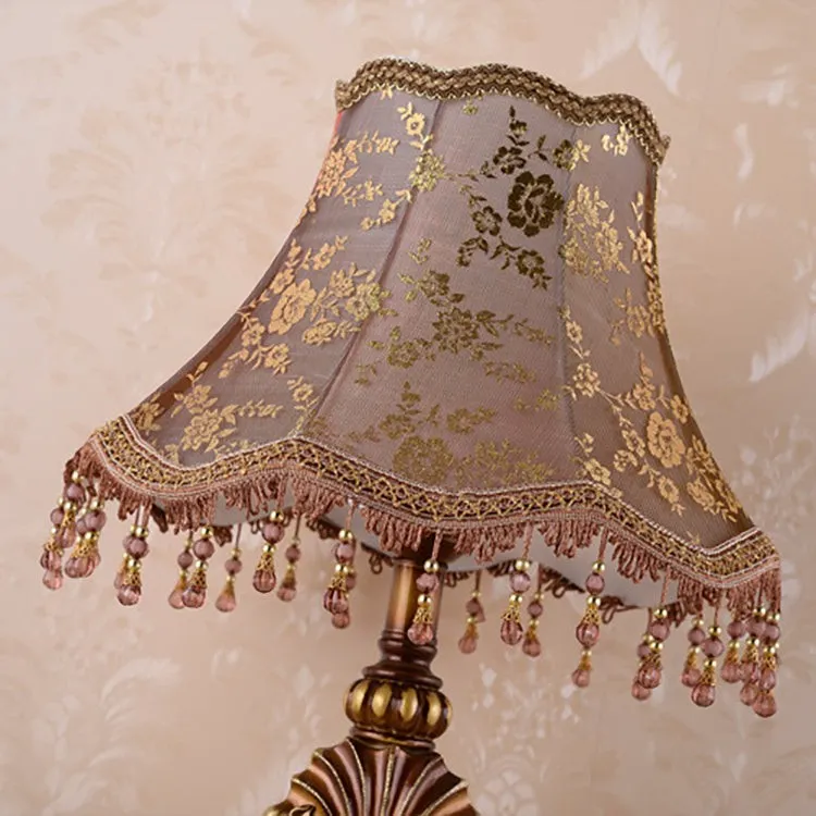Pastoral Flower Lampshade Carved Table Lamp KL705