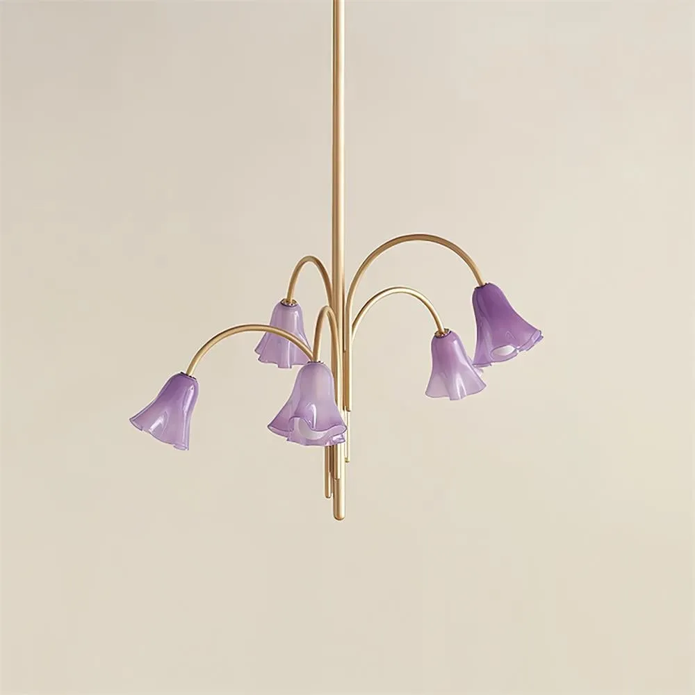 Bellina Modern Romantic Chandelier - Botanical Lily Design with Glass Flowers KL1449