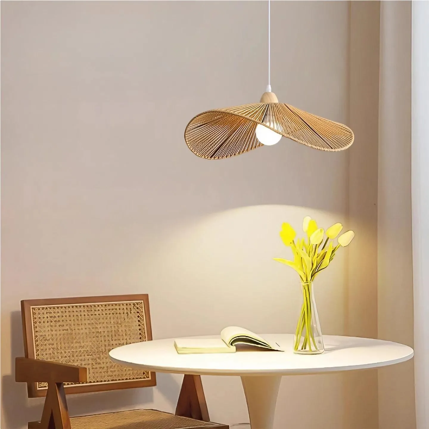 Retro Zen Straw Hat Rattan Pendant Light KL52