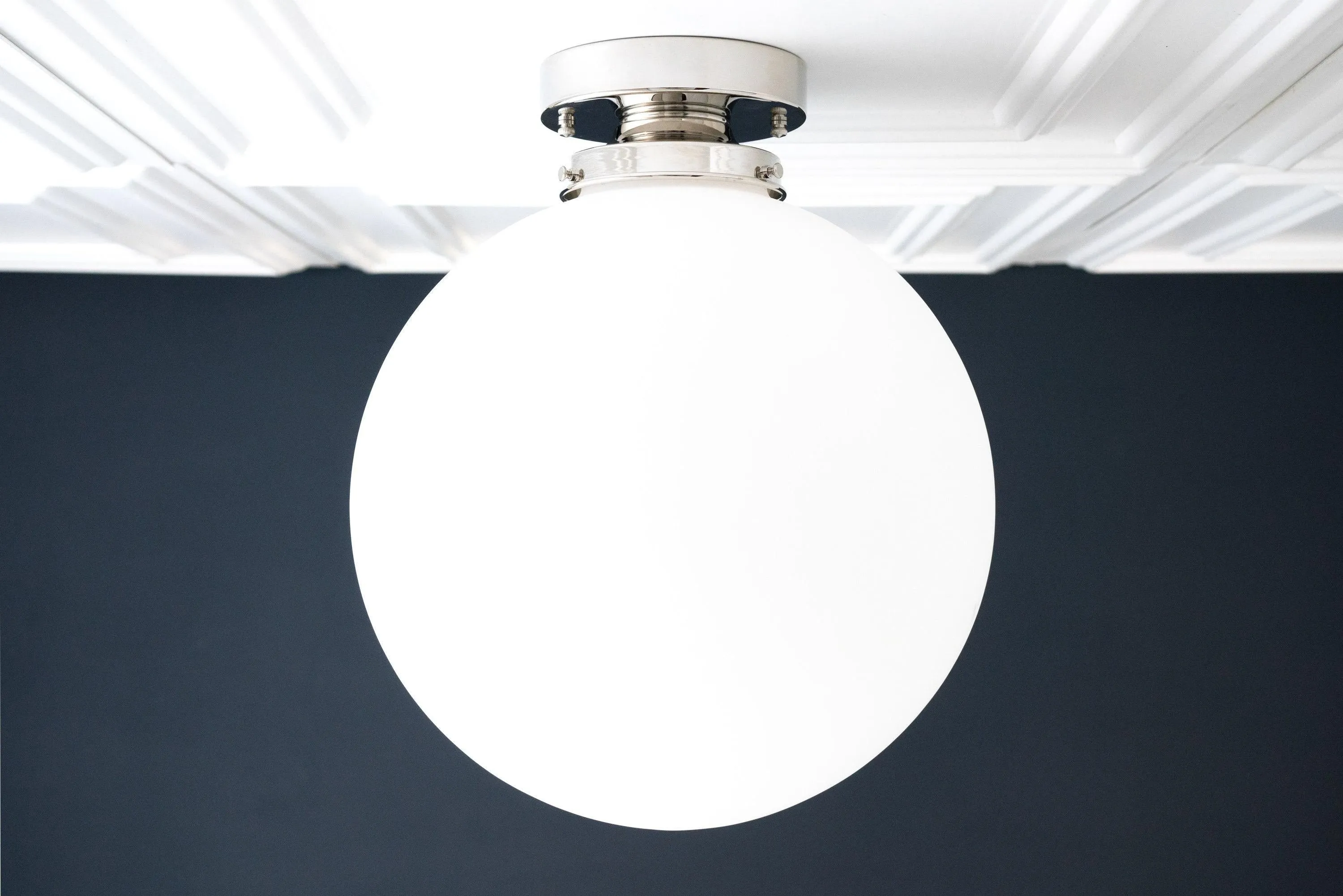 Glorica Glass 12 Inch Globe Ceiling Light - Frosted Glass Art Deco Pendant And Flush Mount KL1486