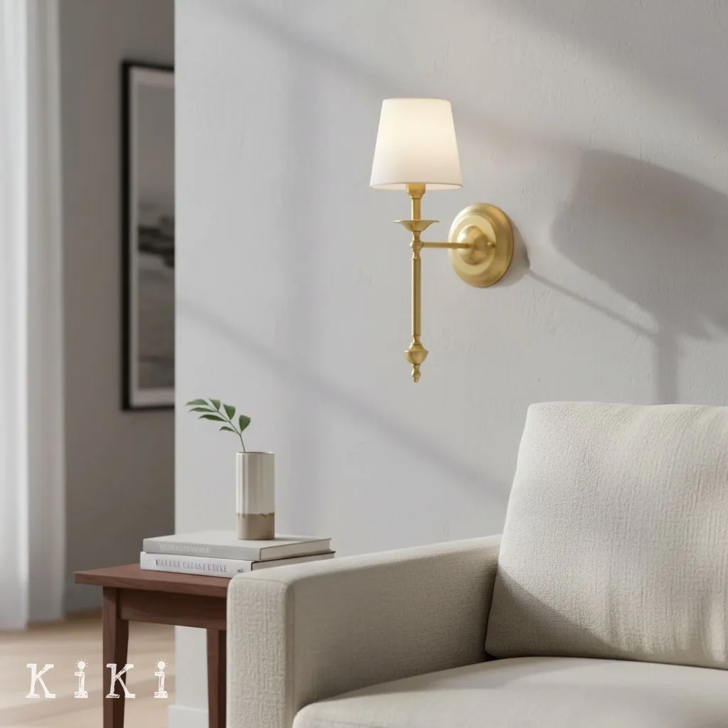 Arcuma Classic Copper and Fabric Wall Lamp for Sophisticated Living Spaces KL2053