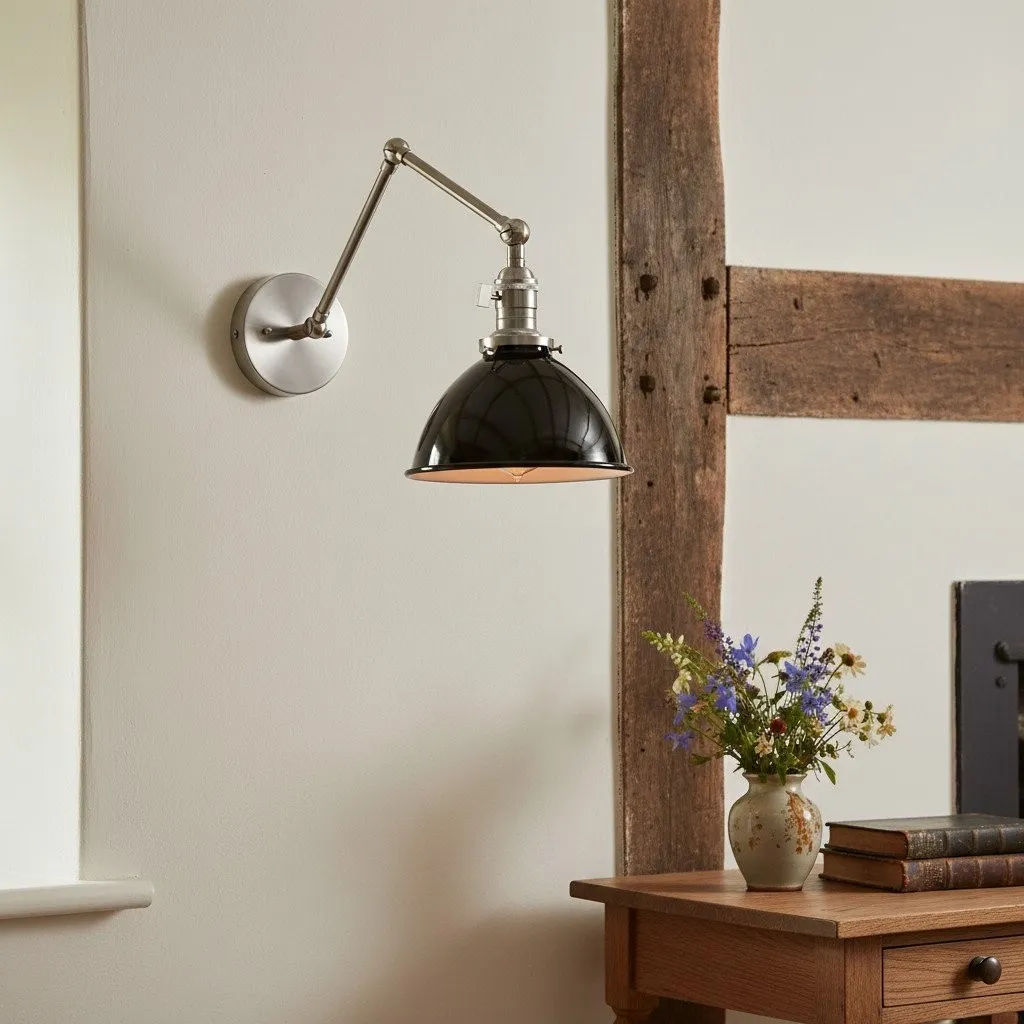 Conique Metal Vintage Industrial Swing Arm Wall Lamp - Adjustable Dome Shade for Study KL1440
