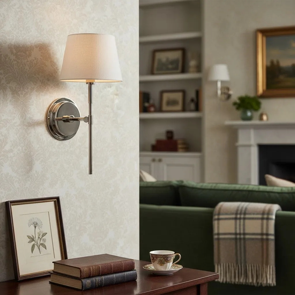 Cremaris Metal Wall Light with Fabric Shade - Timeless Sconce for Interior Lighting KL1973