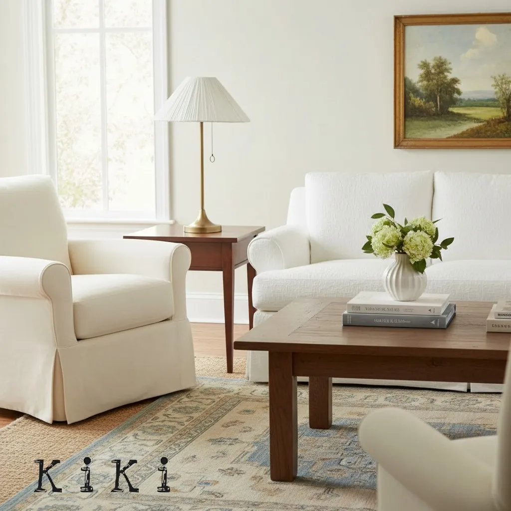 Blossine Linen Scalloped Table Lamp – Modern Elegant Lighting for Bedside or Living Room KL1536