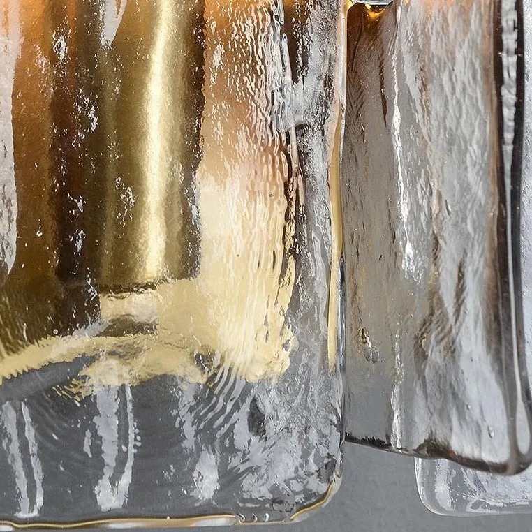 Modern Luxury Rectangle Copper Glass 1-Light Wall Sconce Lamp For Living Room KL1199