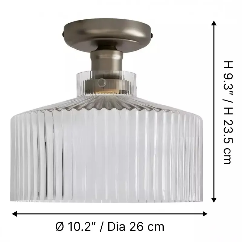 Ribora Ribbed Glass Flush Mount Ceiling Light - Industrial Vintage Style Indoor Lighting KL2203