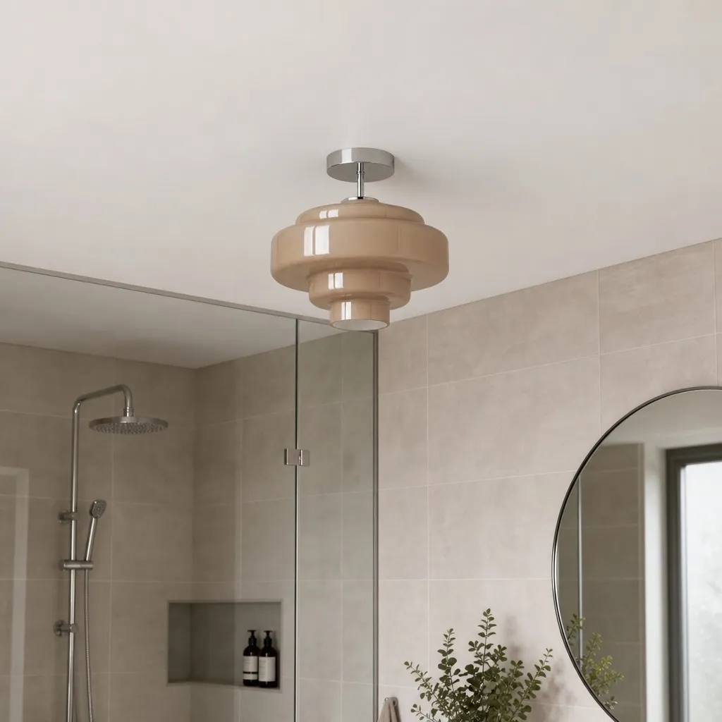Koloro Glass Ceiling Light - Layered Rounded Design Lampshade for Hallway or Cloakroom A59