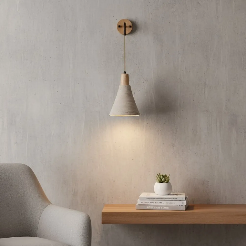 Solaraeon Microcement Minimalist Concrete Wall Sconce - Indoor Accent Lighting for Living Room KL2293