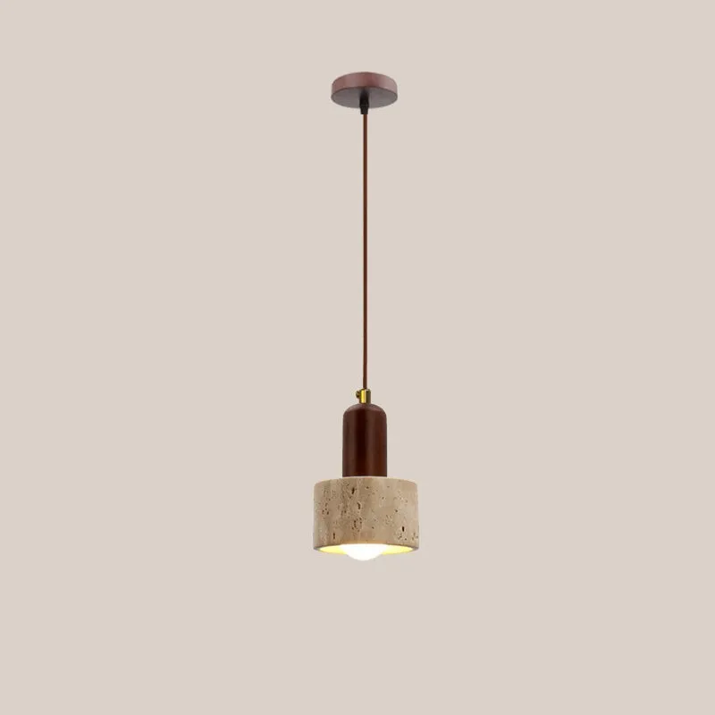 Traditional Japanese Travertine Wood Pendant Lamp KL710