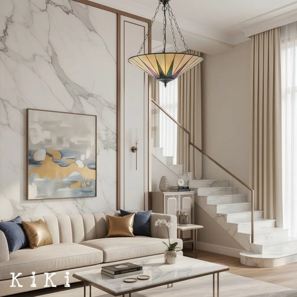 TF Dark Star Design Stained Glass Ceiling Light - Versatile Lighting for Living Room KL1989