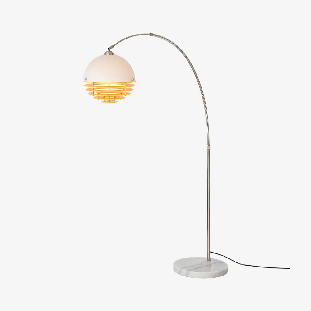 Afterglow Sunset Curved Floor Lamp - Vintage Glass Shade for Bedroom A49