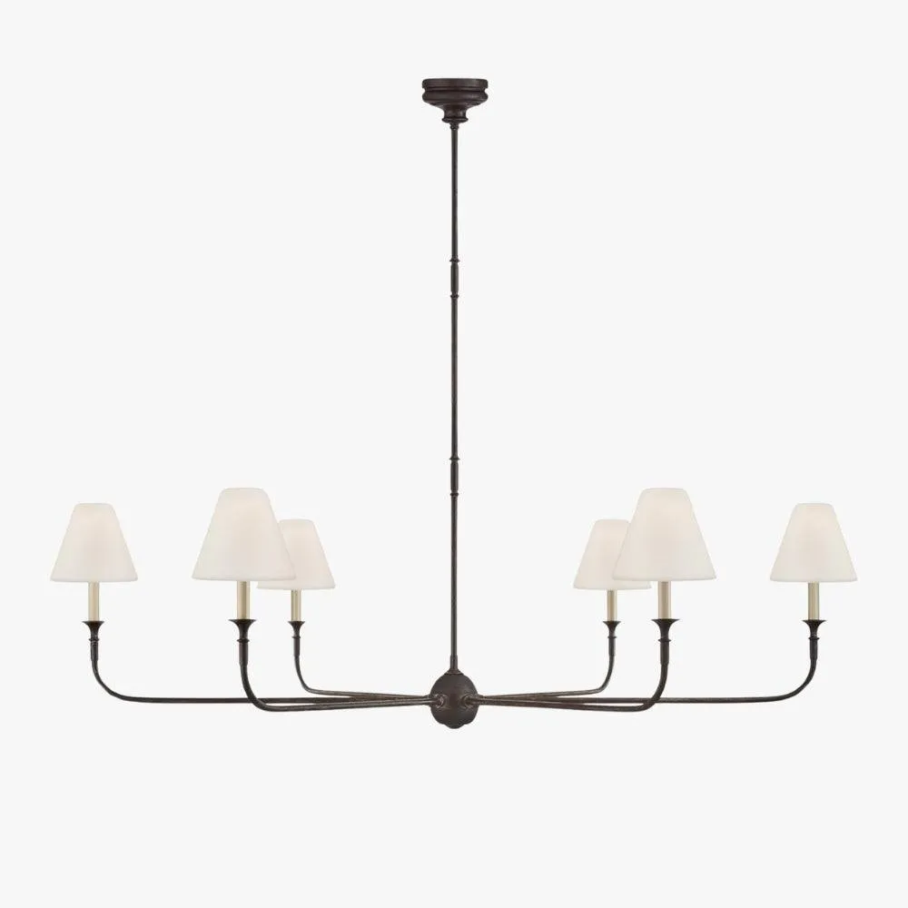 Modern Industrial Metal Chandelier – Luxury Linen Shade Design for Dining or Living Room KL1218