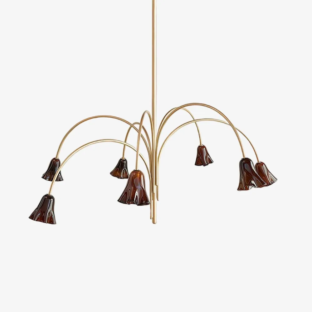 Bellina Modern Romantic Chandelier - Botanical Lily Design with Glass Flowers KL1449