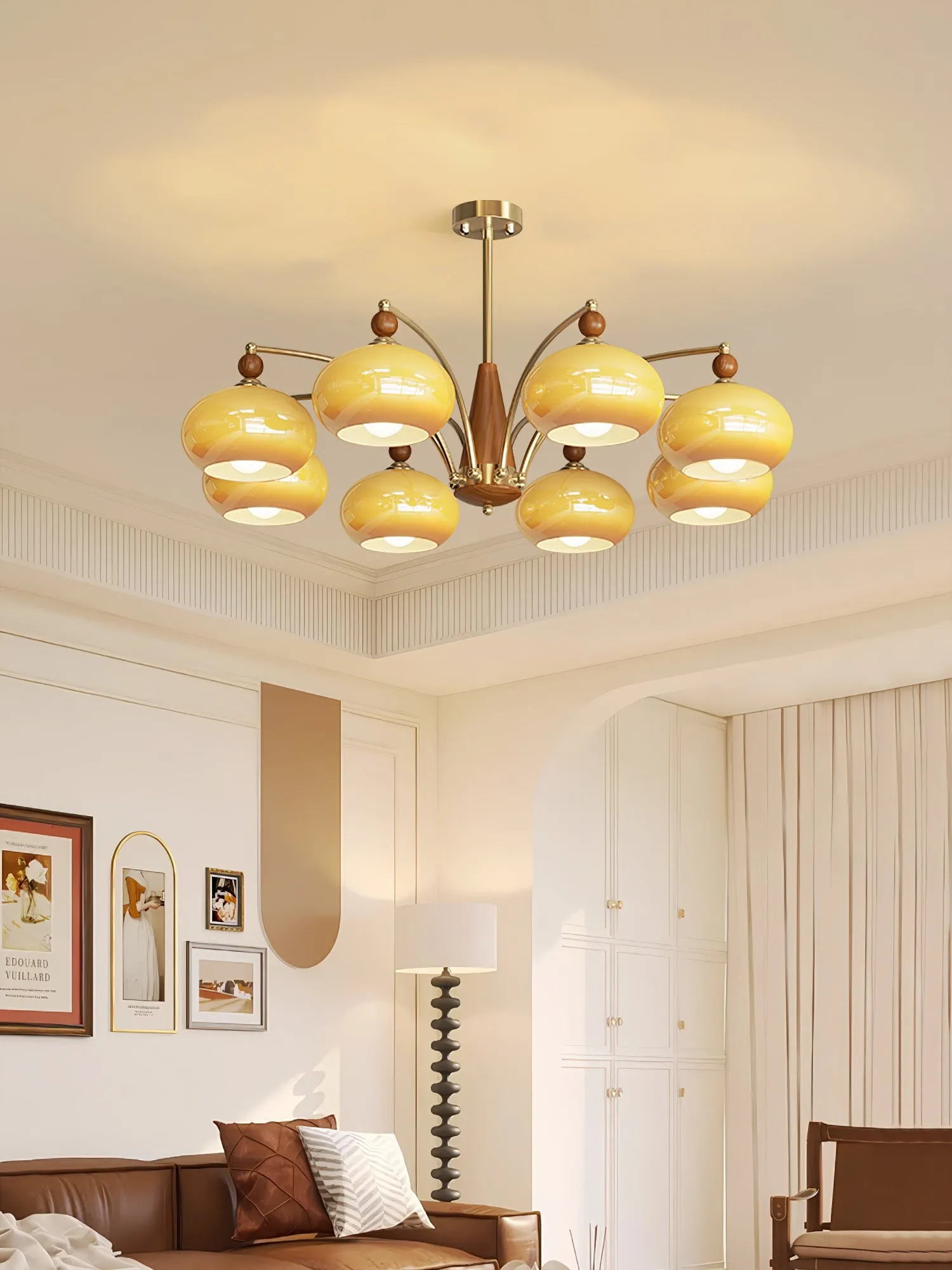 Vintage Multihead Persimmon Chandelier KL609