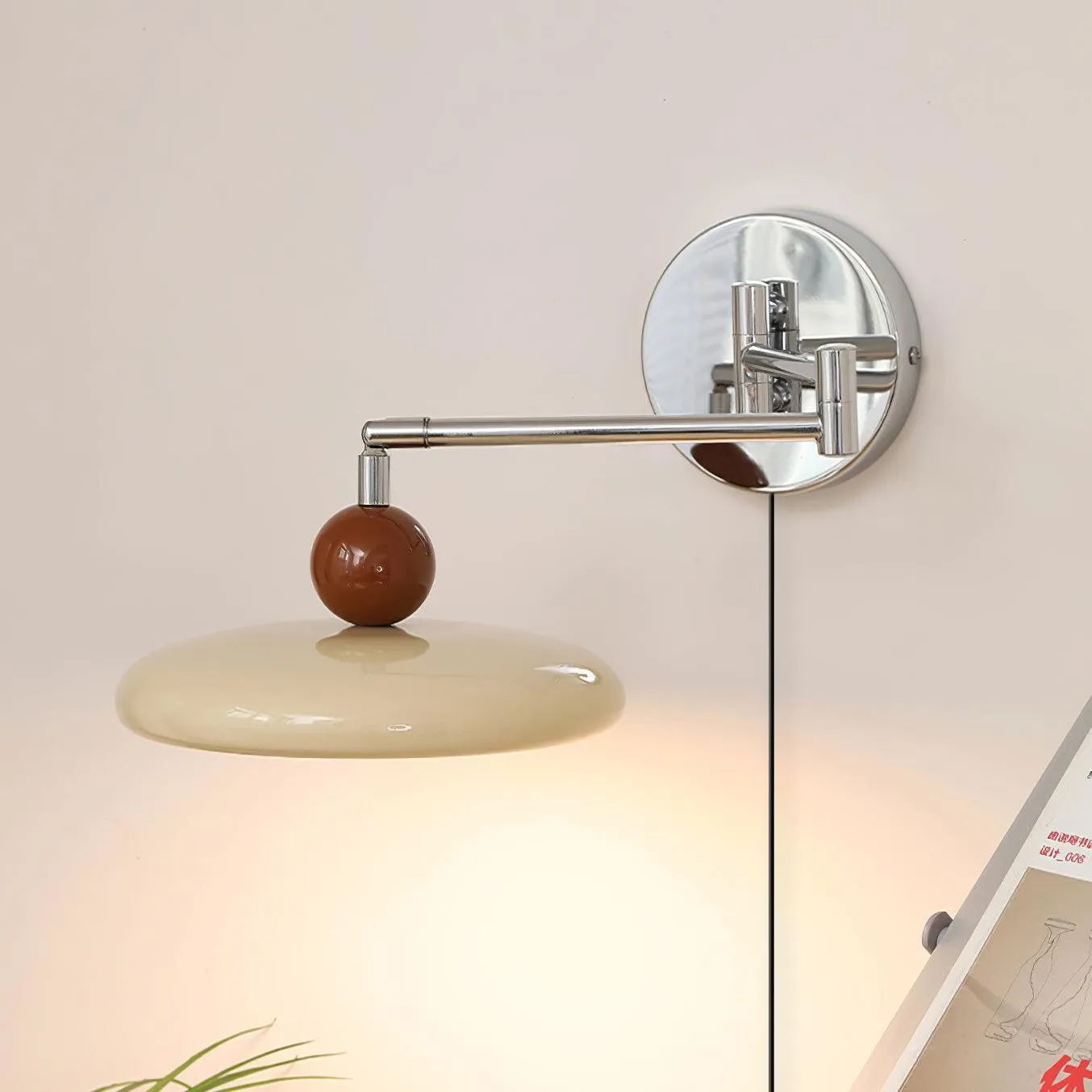 Swing Arm Bedside Plug In Wall Lamp KL457
