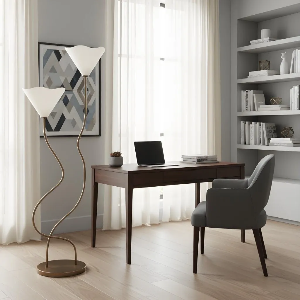 Kysara Floor Lamp - Dual-Stem Floral Design are Suitable for Placement in the Living Room or Bedroom or Study KL1634