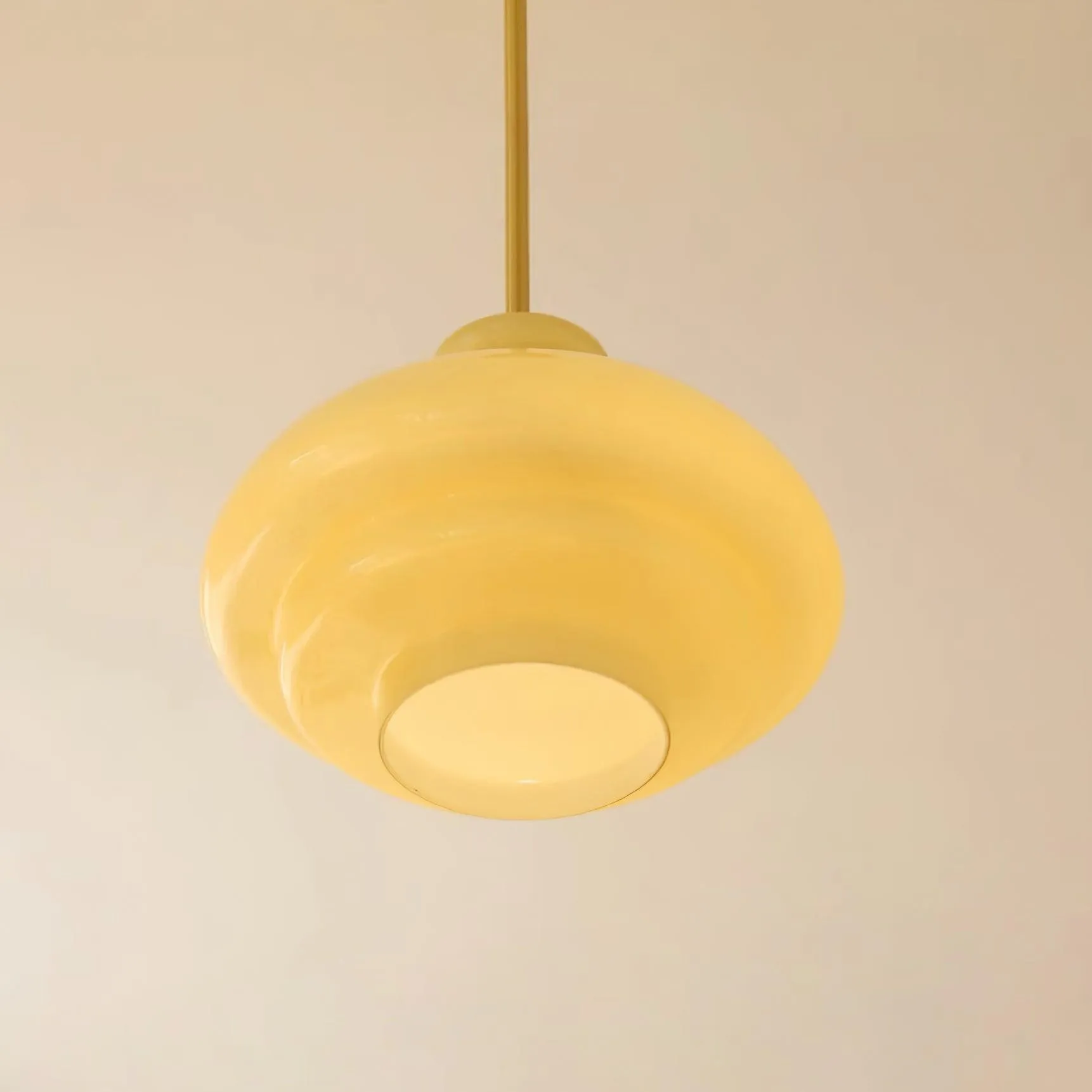 Round Yellow Stylish Simple Glass Pendant Lamp KL558