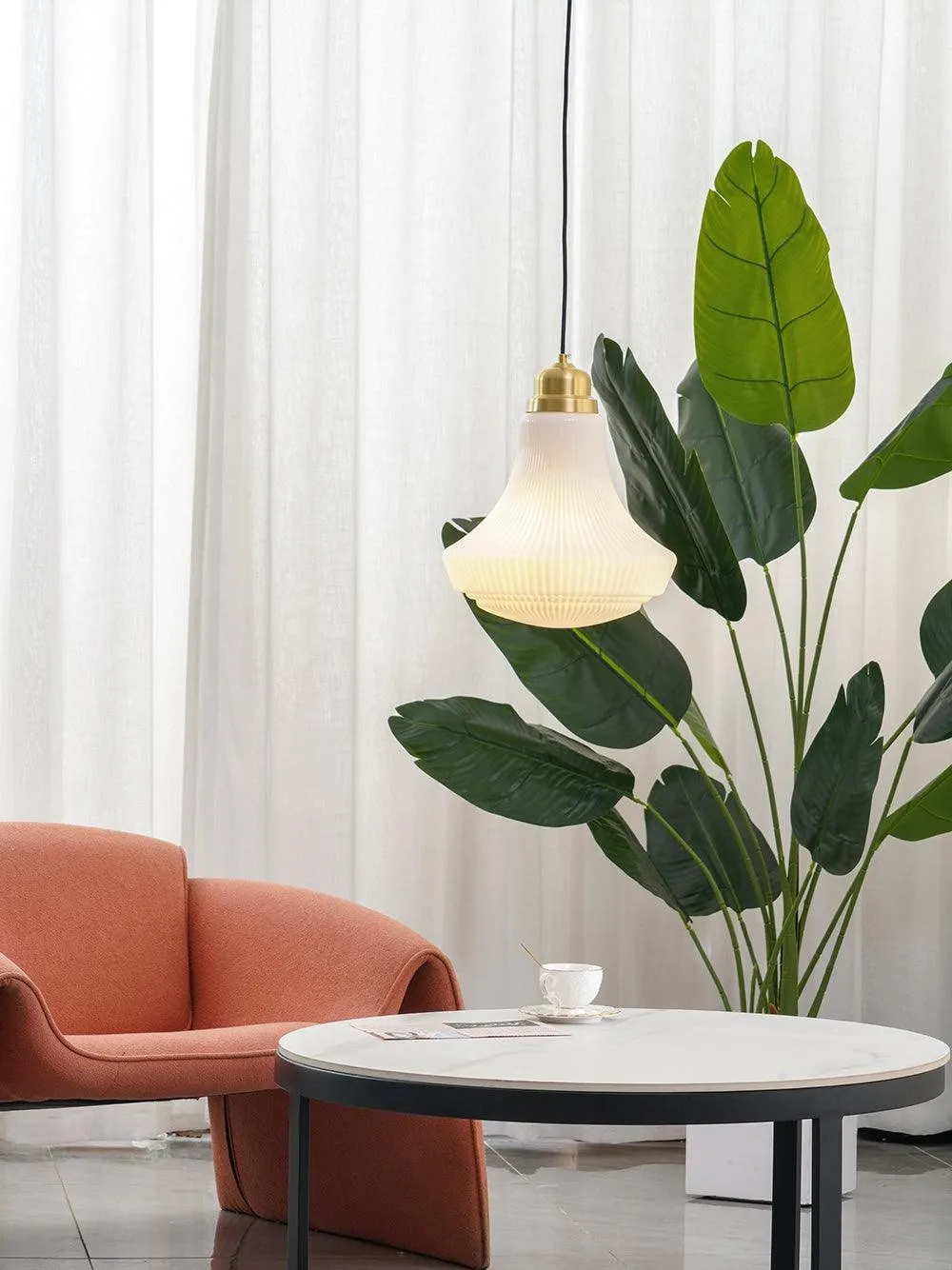 Classical Brass Alabaster Glass Pendant Lamp KL646