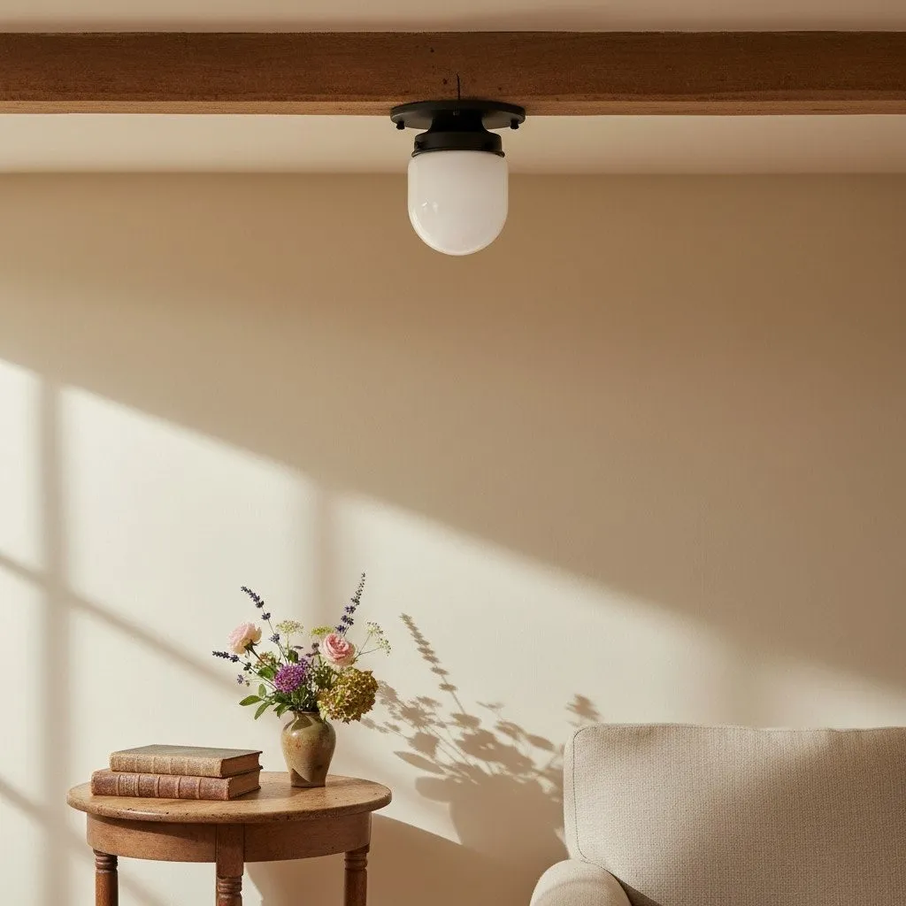 Opalume Glass Globe Flush Mount Light - Vintage Style Lamp for Hallway or Entryway KL1429