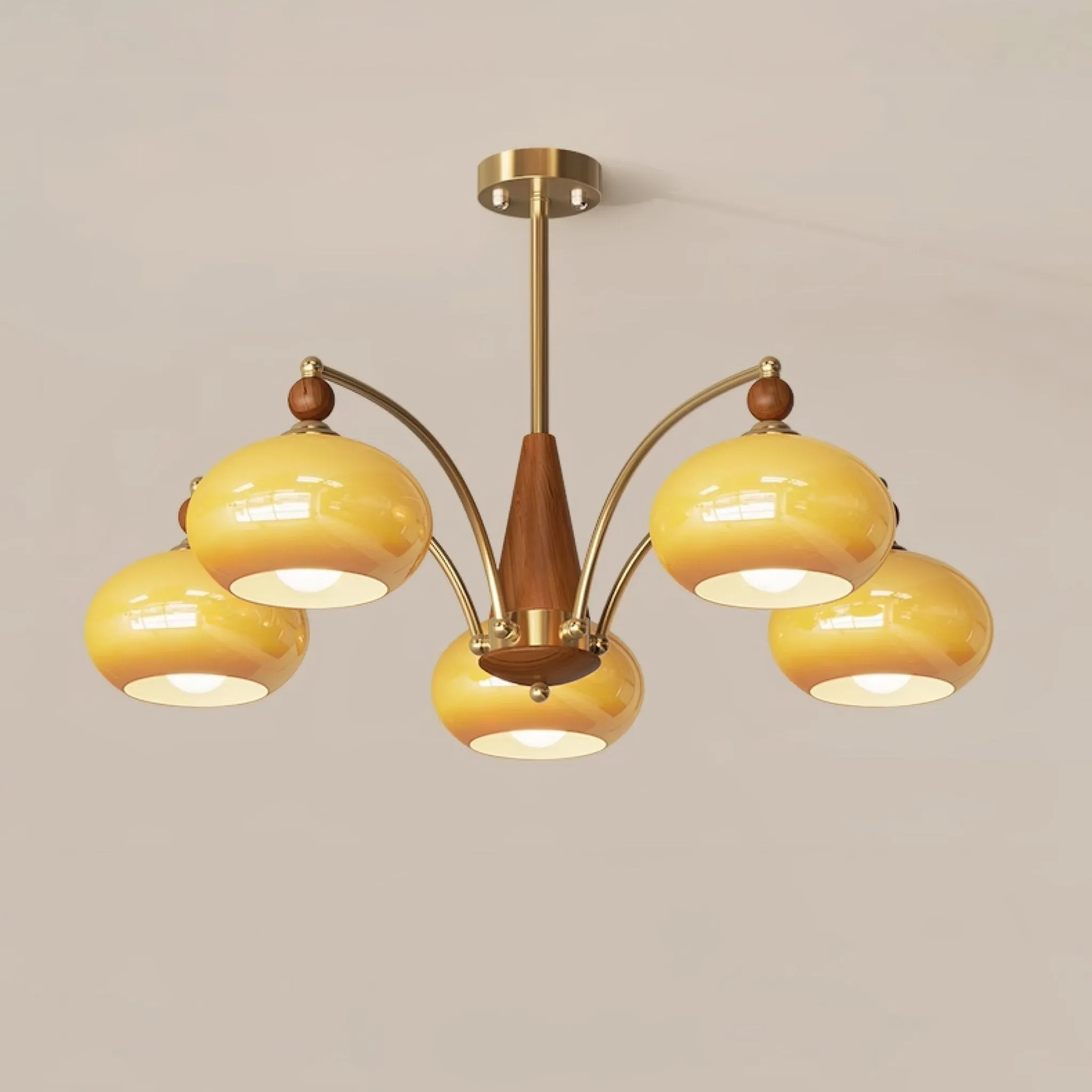 Vintage Multihead Persimmon Chandelier KL609