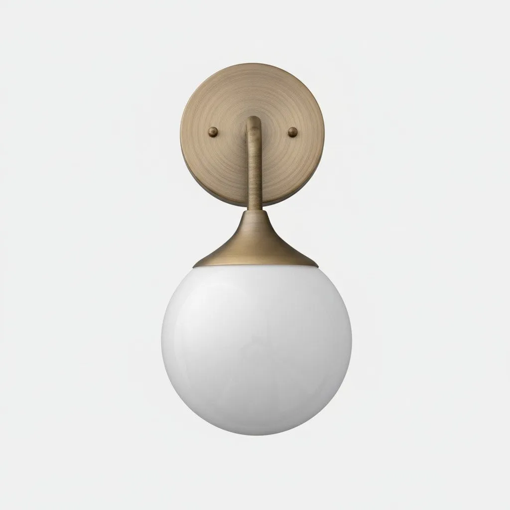 Glorica Glass Wall Sconce - Frosted Globe Light with Brass Fixture KL1512