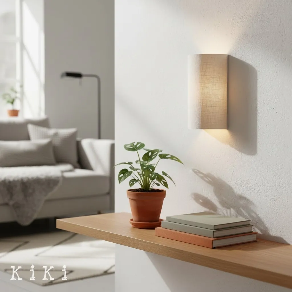 Linbron Minimalist Natural Linen Wall Sconce for Bedroom and Hallway KL2039