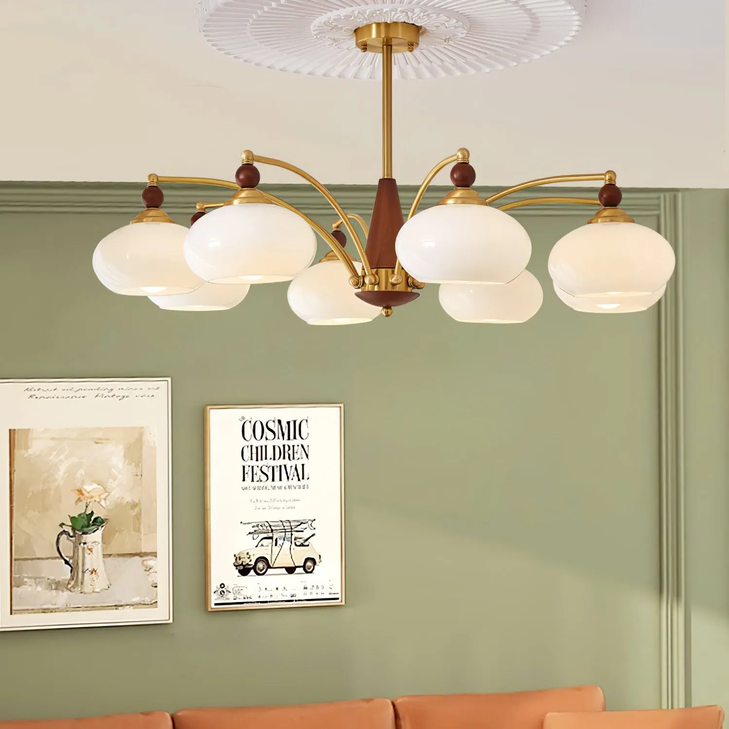 Vintage Multihead Persimmon Chandelier KL609