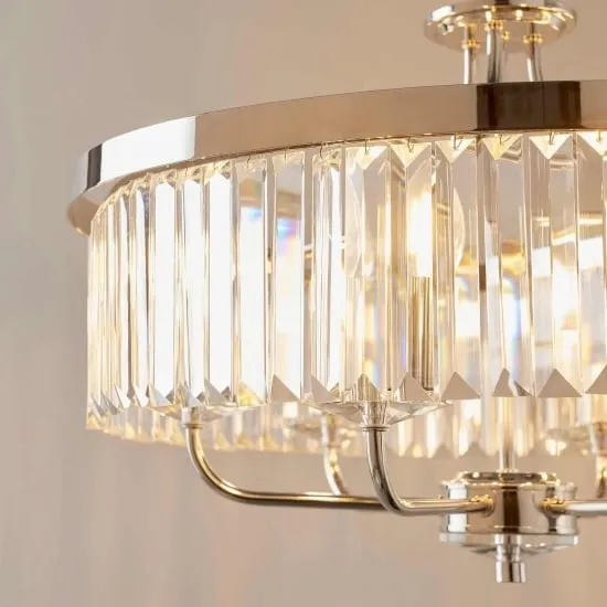 Beveline 6 Light Round Pendant - Cut Glass Shades Elegant Metal Frame for Dining Kitchen Island KL1823