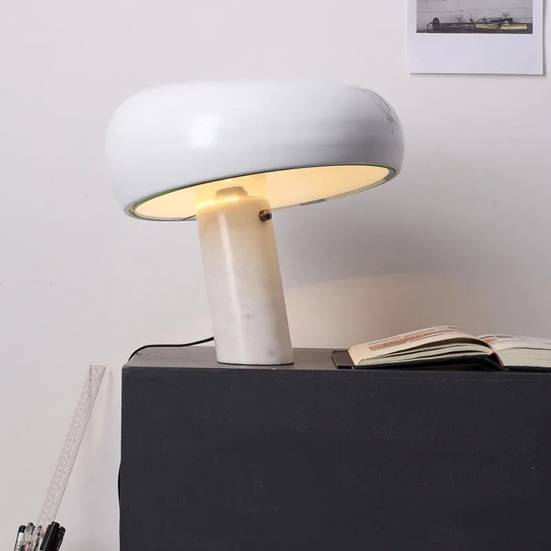 Snoopy Table Lamp - Elegant Glass Shade with Marble Base for Bedroom