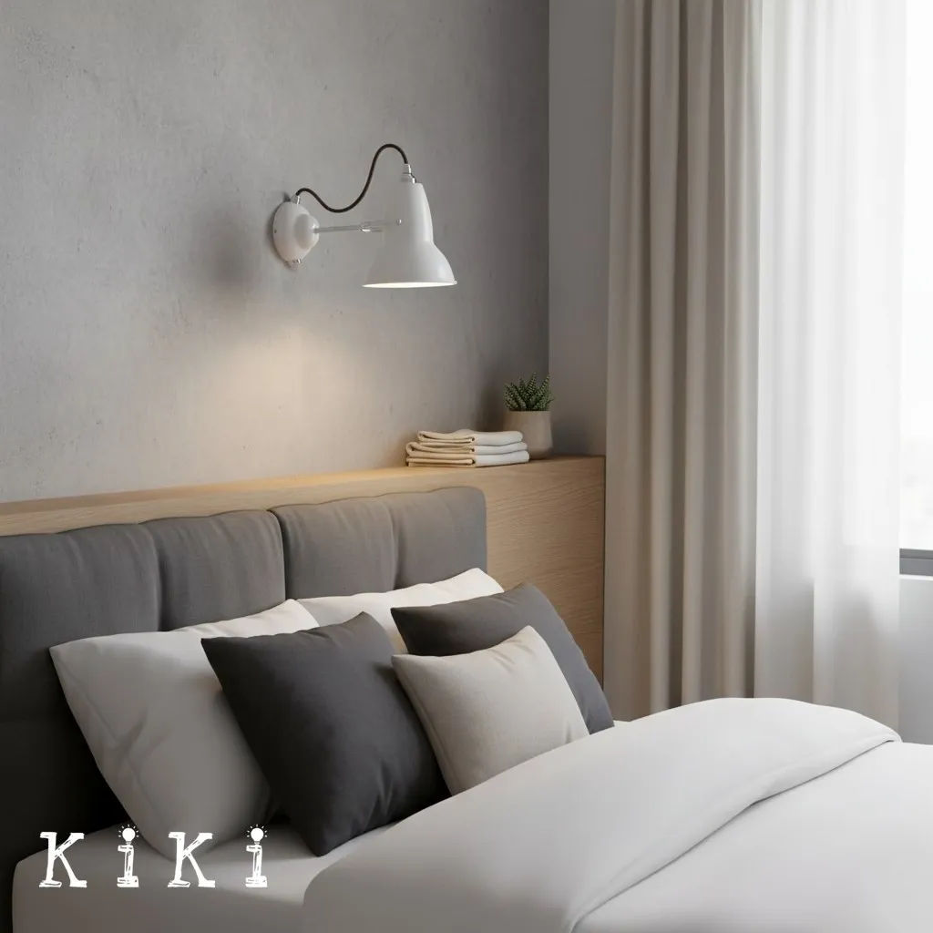 Modryx Industrial Adjustable Wall Light - Minimalist Lighting for Bedside Reading Space KL2141