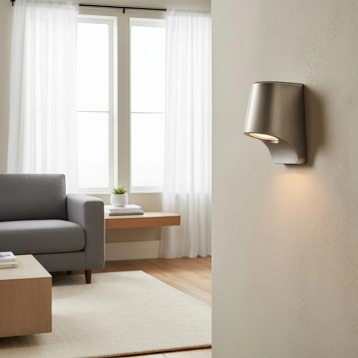 Rivathis Minimalist Metal Pewter Wall Lantern - Stylish Porch Fixture Ideal for Entry or Garden KL1845