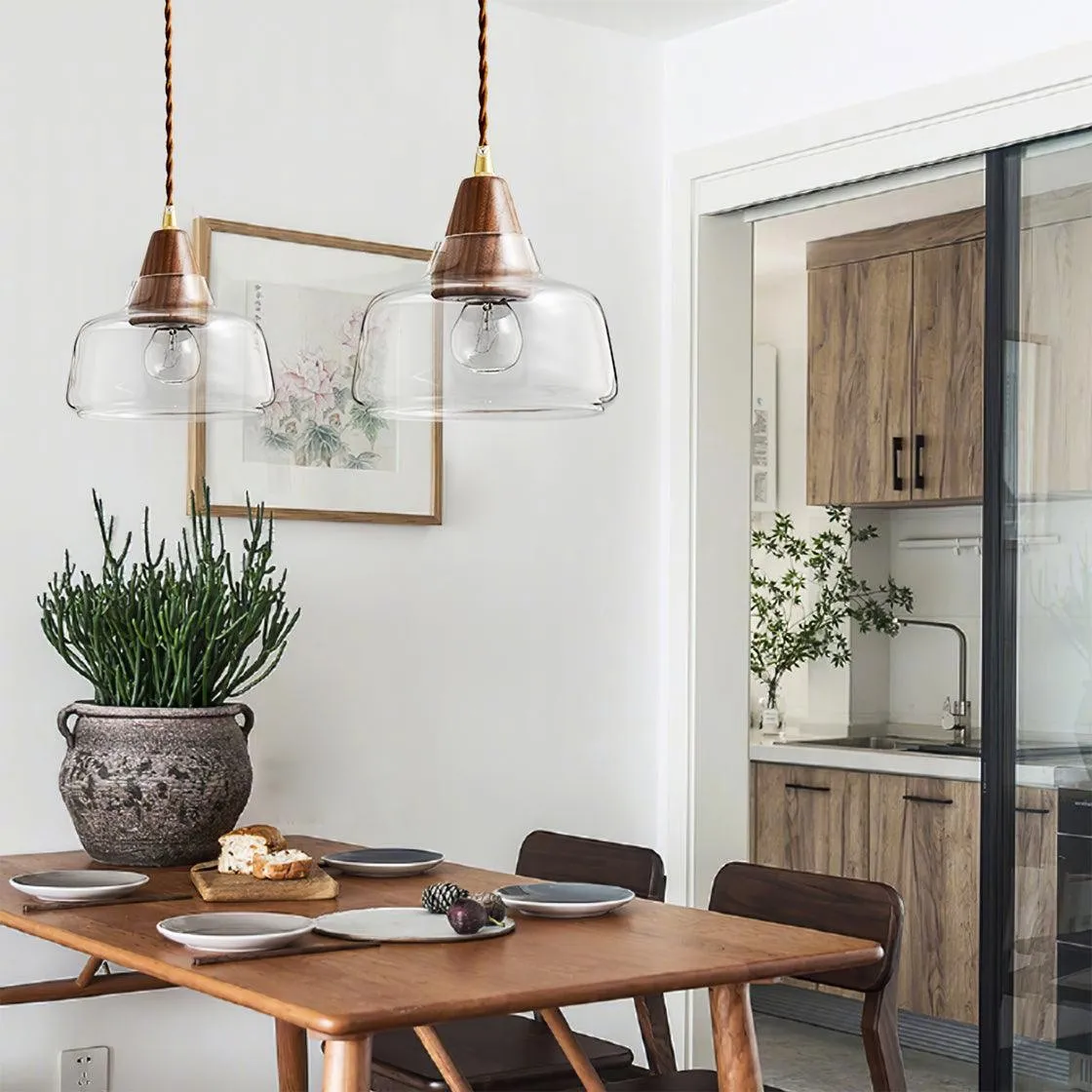 Walnut Glass Pendant Lamp KL751
