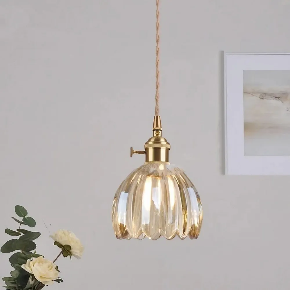 Vintage Glass Flower Pendant Light KL61