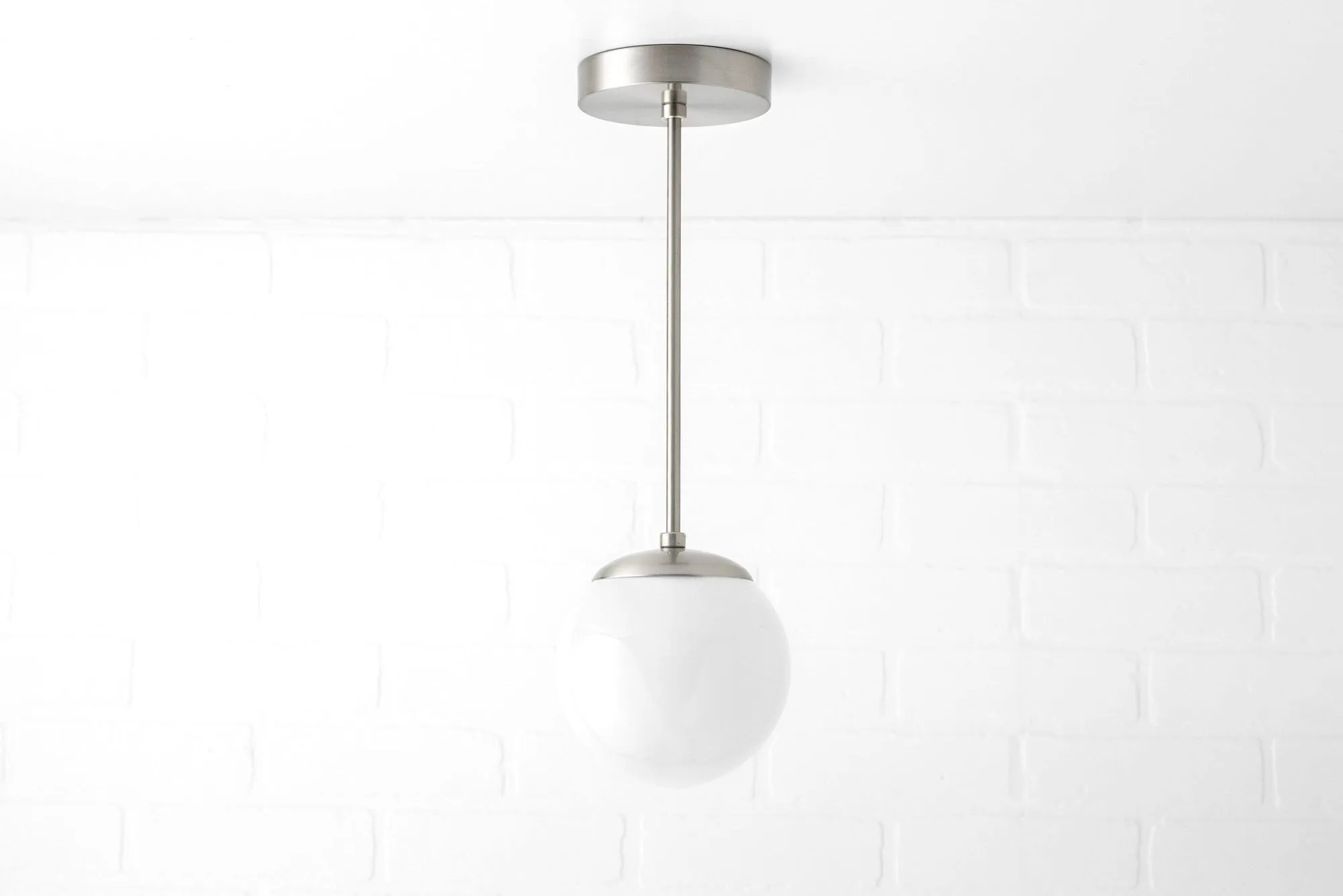 Glorica Glass White Globe Pendant Light - Mid Century Modern Glass Hanging Fixture KL1423
