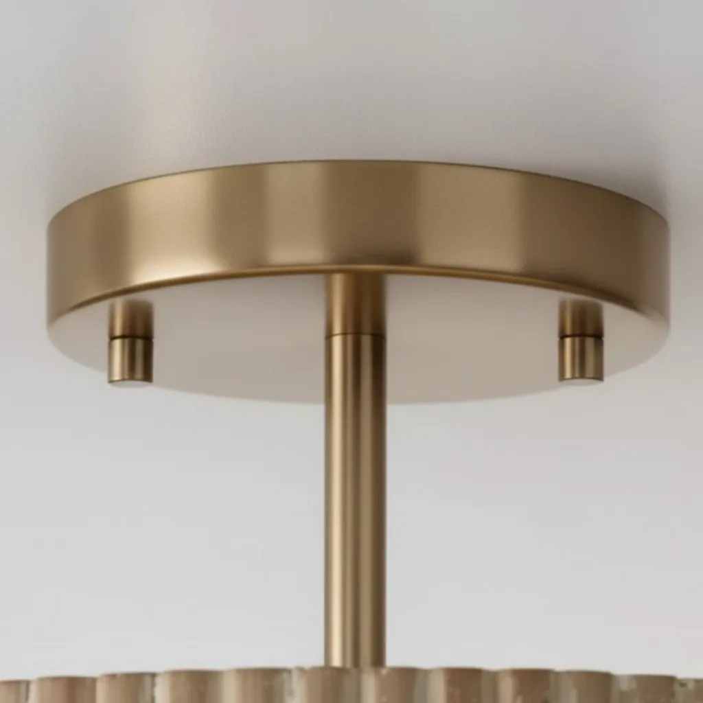 Flutera Fluted Drum Ceiling Light - Farmhouse Textured Flush Mount Lighting for Living and Bedroom KL2226