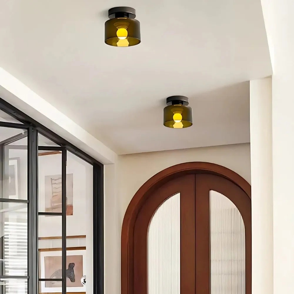 Moriglaze Glass Cylinder Ceiling Light - Sleek Sculptural Ceiling Lamp for Bedroom KL883