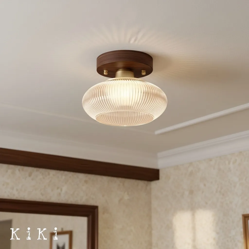 Soliro Sleek Round Glass Ceiling Light - Modern Dome Shade Ceiling Lamp for Entryway KL2221