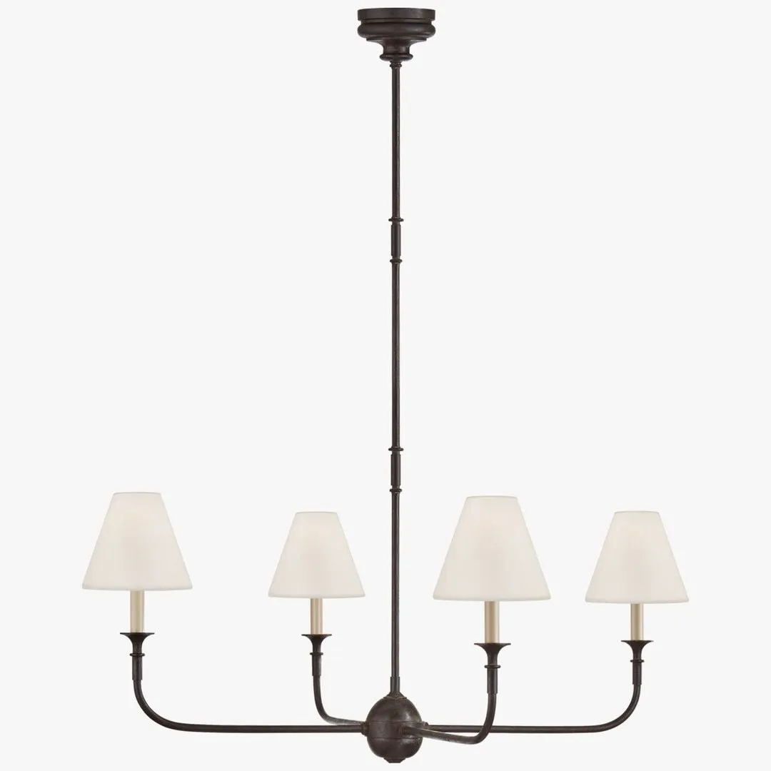 Modern Industrial Metal Chandelier – Luxury Linen Shade Design for Dining or Living Room KL1218