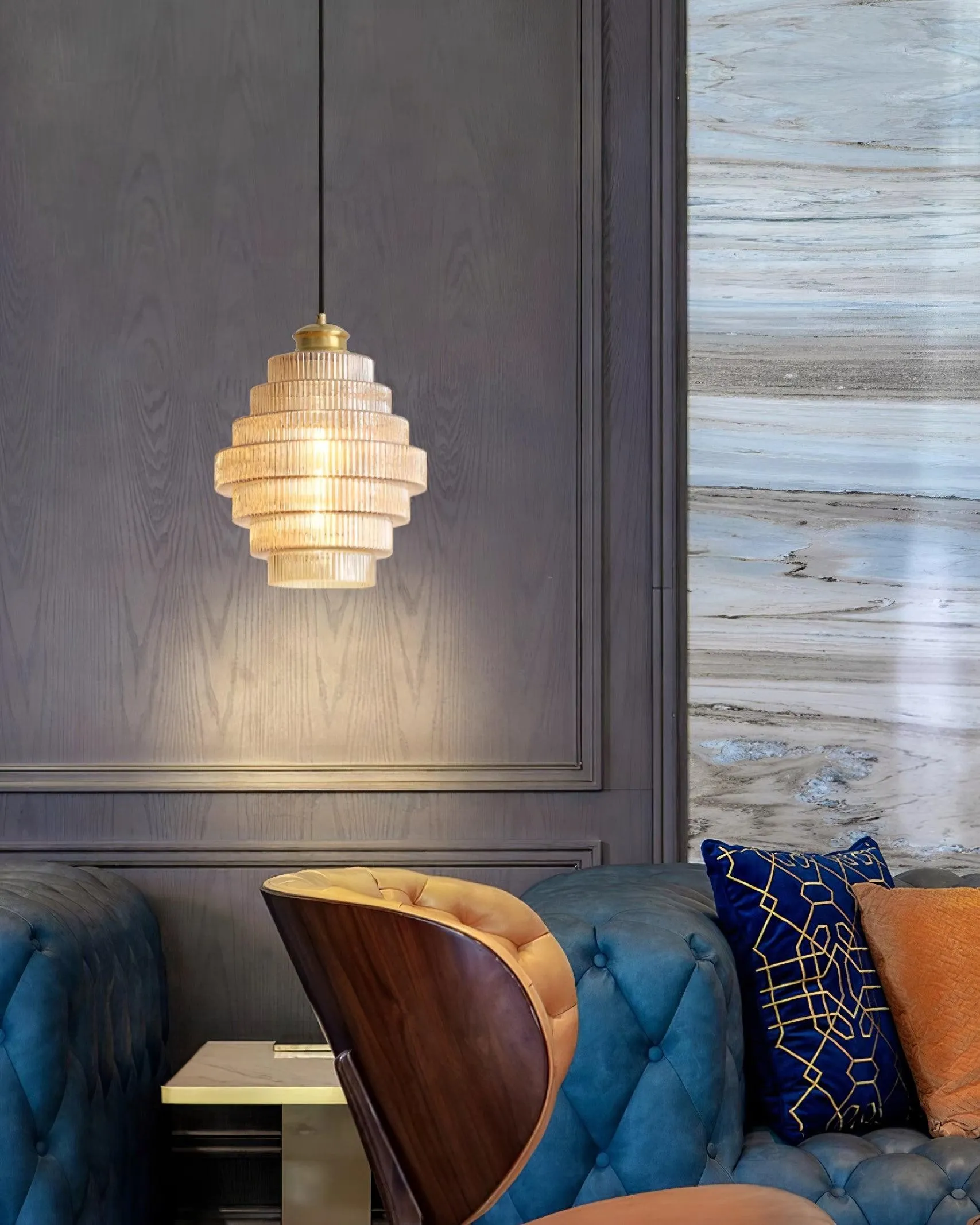 Bottis Layered Glass Pendant Light - Honey Pot Shade Pendant Lamp for Living Room KL467