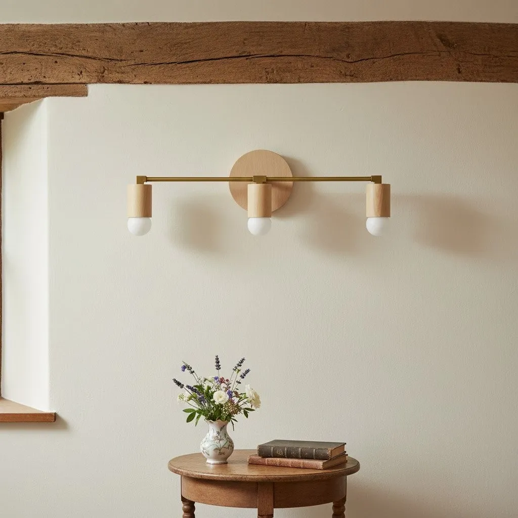 Mobilux Line Wood and Vanity Light - Bohemian Bathroom Lighting Fixture KL1469