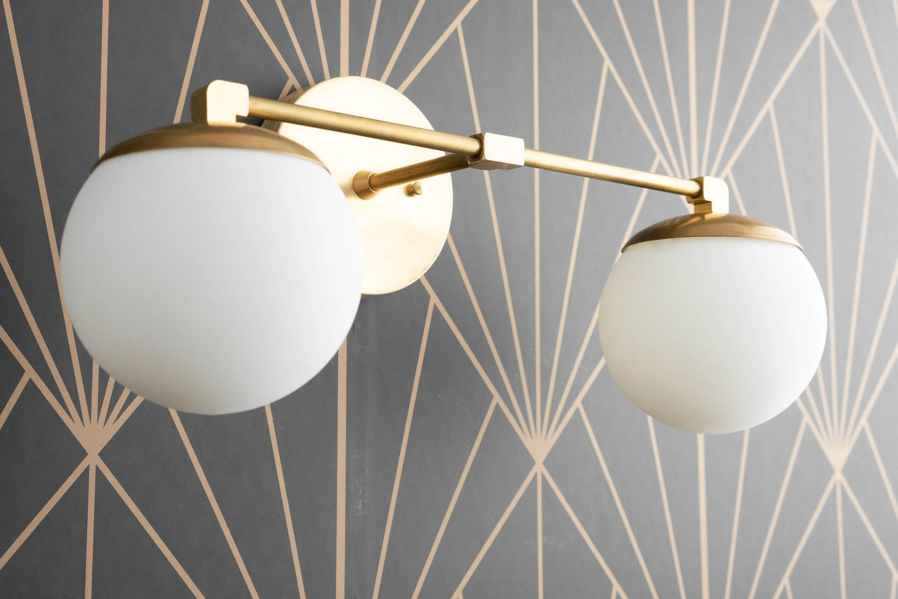 Glorica Glass Vanity Light - Art Deco Brass Wall Globe Fixture Modern KL1500