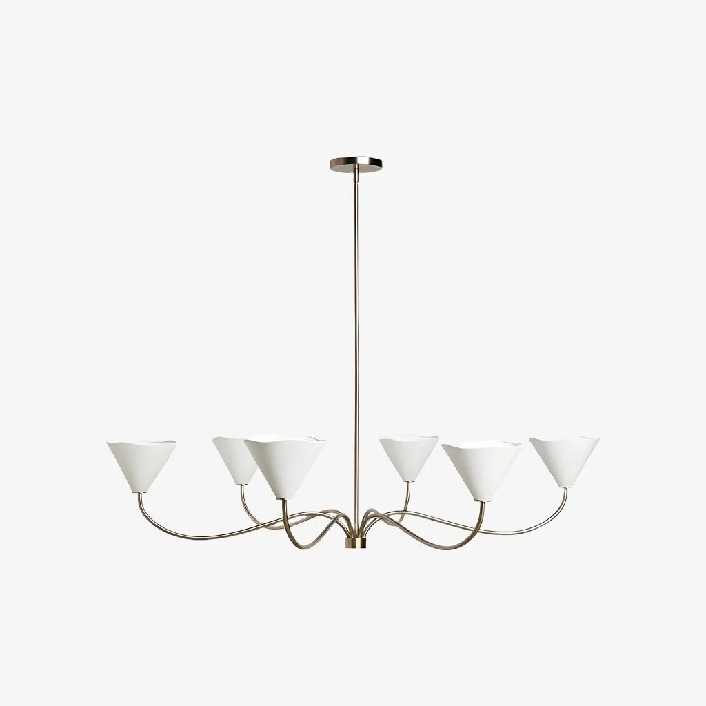 Kysara Linear Chandelier - Curved Lamp Arms and Fabric Shades are Suitable for Living Rooms KL1637