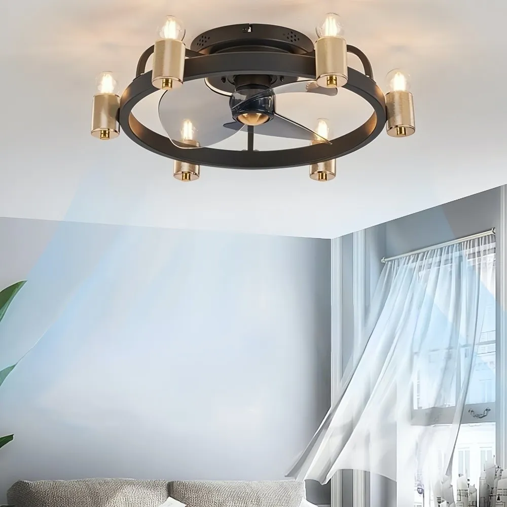 Vintage Industrial Black Ceiling Fan Light For Dining Room KL942
